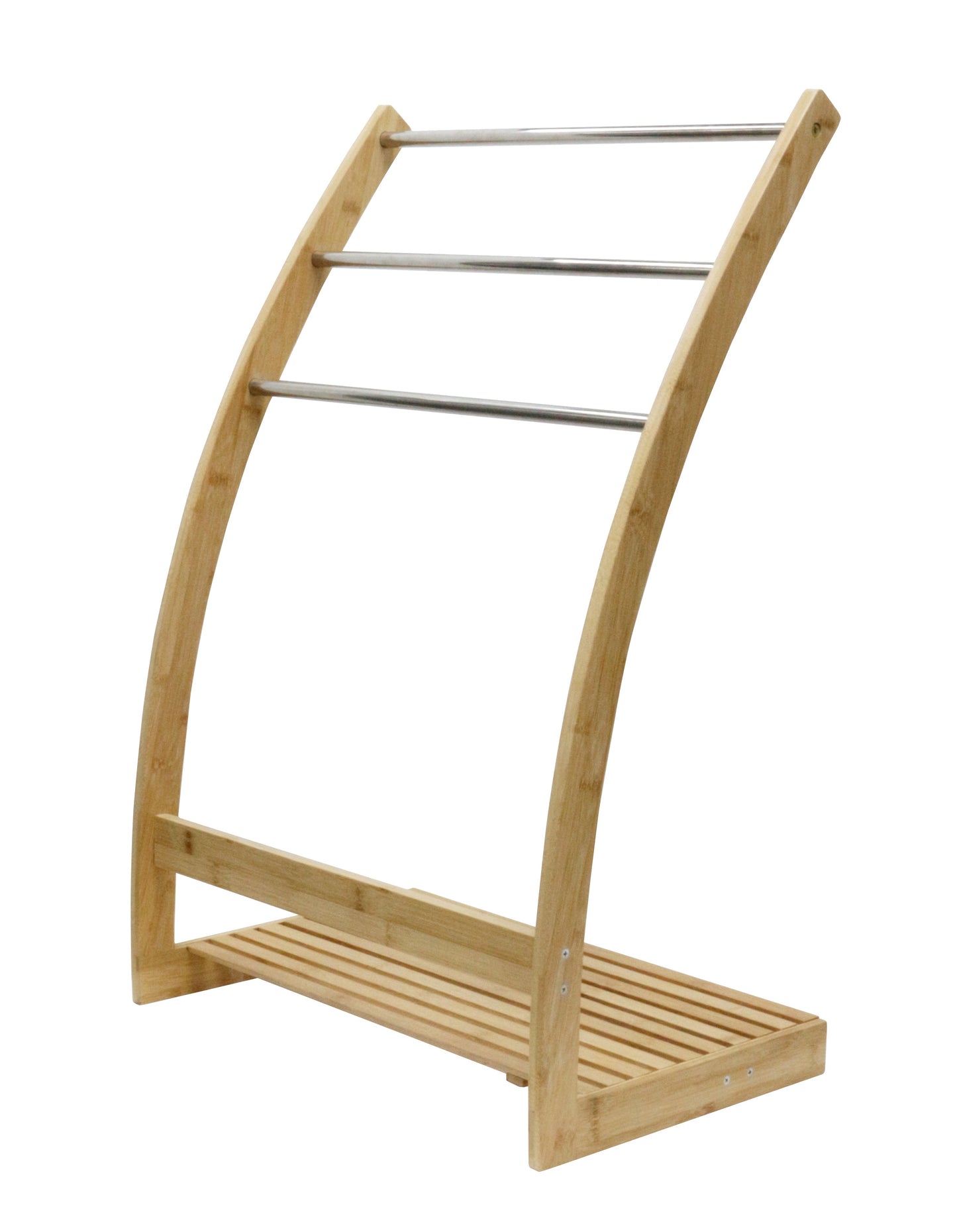 CARLA HOME Bamboo Towel Bar Metal Holder Rack 3-Tier Freestanding and